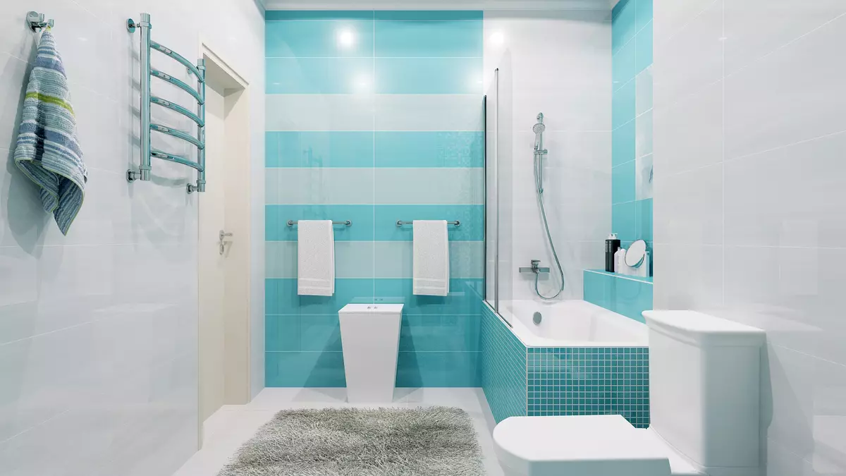 Plave pločice za kupaonicu (50 slike): Zidne keramičke pločice plave u kupatilu, Laguna prikupljanje i druge serije iz Rusije 10107_31
