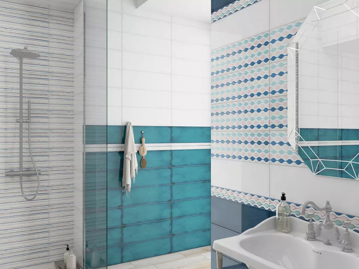 Plave pločice za kupaonicu (50 slike): Zidne keramičke pločice plave u kupatilu, Laguna prikupljanje i druge serije iz Rusije 10107_37