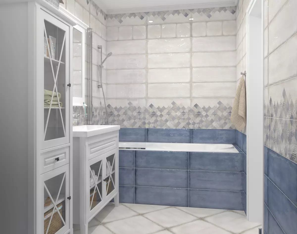 Plave pločice za kupaonicu (50 slike): Zidne keramičke pločice plave u kupatilu, Laguna prikupljanje i druge serije iz Rusije 10107_43