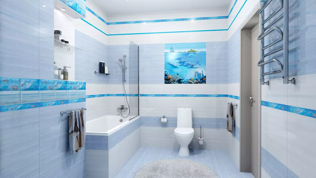 Plave pločice za kupaonicu (50 slike): Zidne keramičke pločice plave u kupatilu, Laguna prikupljanje i druge serije iz Rusije 10107_5