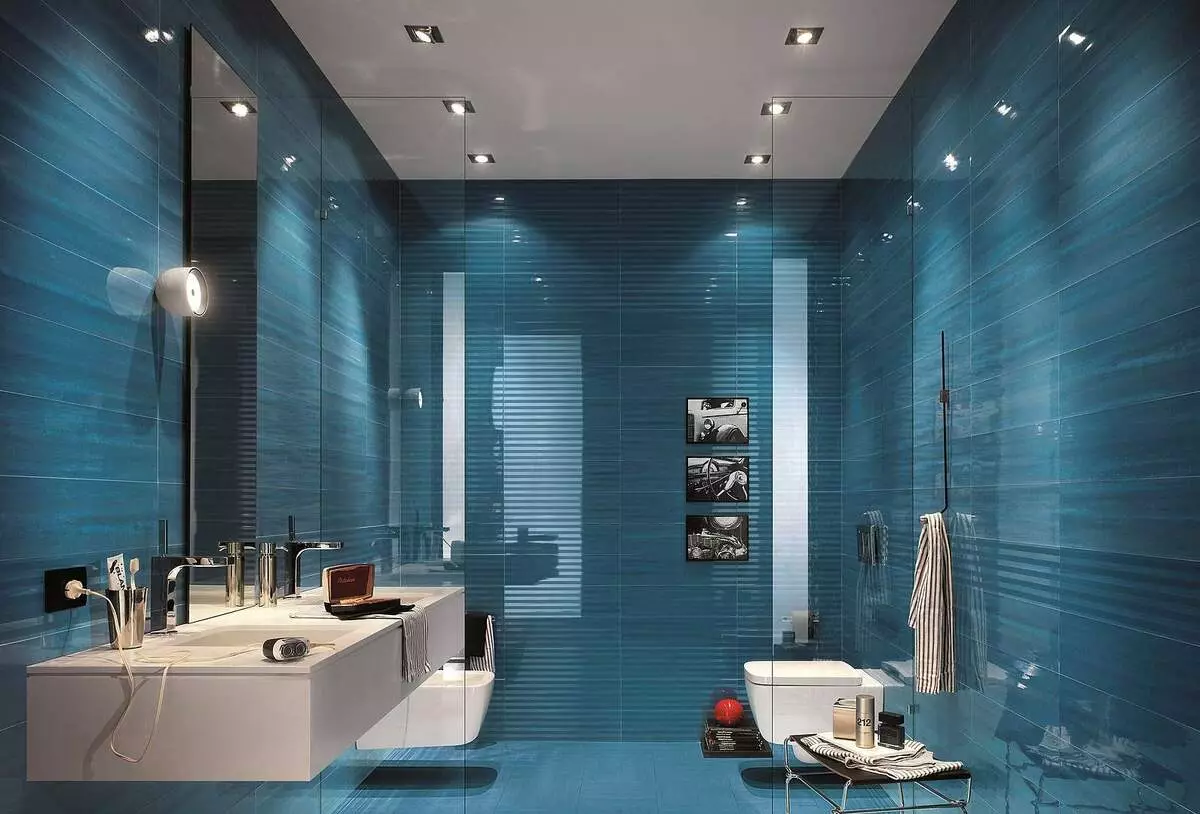 Plave pločice za kupaonicu (50 slike): Zidne keramičke pločice plave u kupatilu, Laguna prikupljanje i druge serije iz Rusije 10107_6
