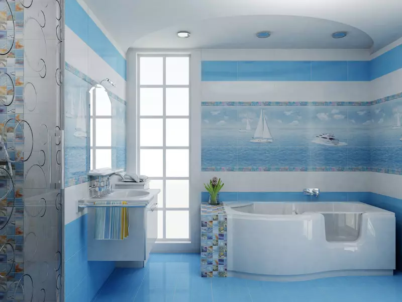 Plave pločice za kupaonicu (50 slike): Zidne keramičke pločice plave u kupatilu, Laguna prikupljanje i druge serije iz Rusije 10107_7