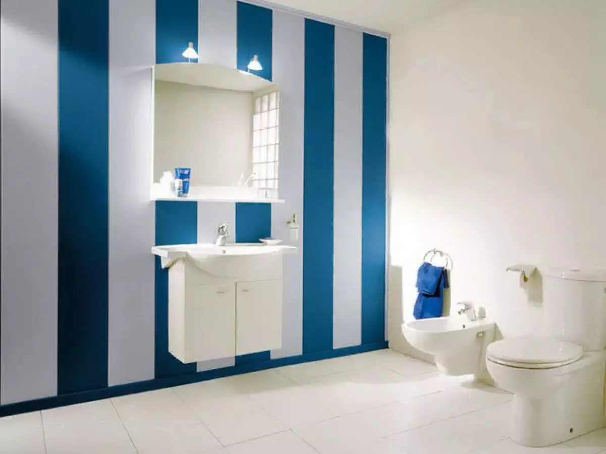 Како да ги одделите ѕидовите во бањата, освен плочки? 65 Слики: Опции за дизајн. Позадини и други завршни материјали. Што може да се шири и ѕид наместо плочка? 10108_38