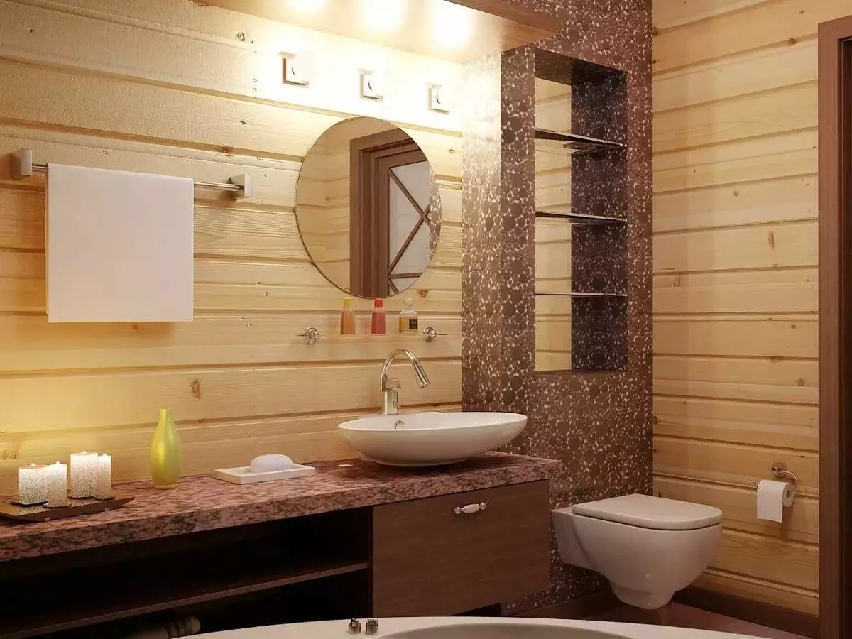 Wie trennen Sie die Wände im Badezimmer außer Fliesen? 65 Fotos: Design-Optionen. Tapeten und andere Endbearbeitungsmaterialien. Was kann anstelle von Fliesen genäht und wand sein? 10108_60