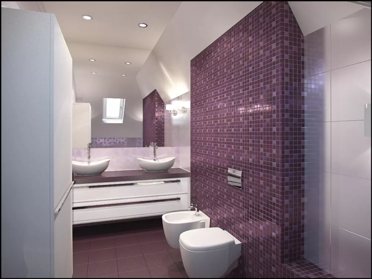 کاشی های Lilac برای حمام (32 عکس): طراحی حمام با کاشی های لیلاک، پلاس ها و کاشی های منفی در رنگ های بنفش 10110_13