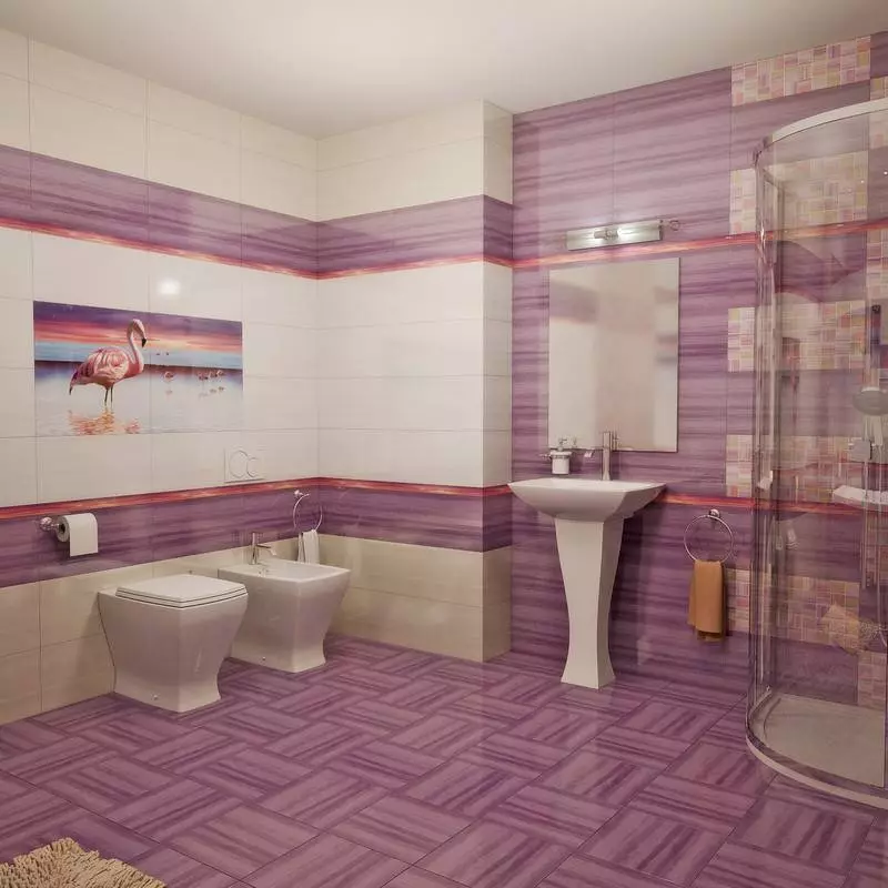 Lila teëls vir die badkamer (32 foto's): badkamer ontwerp met lila teëls, plus punte en nadele teëls in pers kleure 10110_18