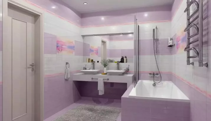 کاشی های Lilac برای حمام (32 عکس): طراحی حمام با کاشی های لیلاک، پلاس ها و کاشی های منفی در رنگ های بنفش 10110_5