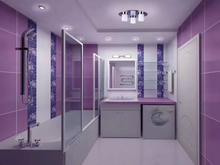 Lilac ubin pikeun kamar mandi (32 Poto): Desain kamar mandi sareng ulac ules, plater sareng kontrak dina warna ungu 10110_7