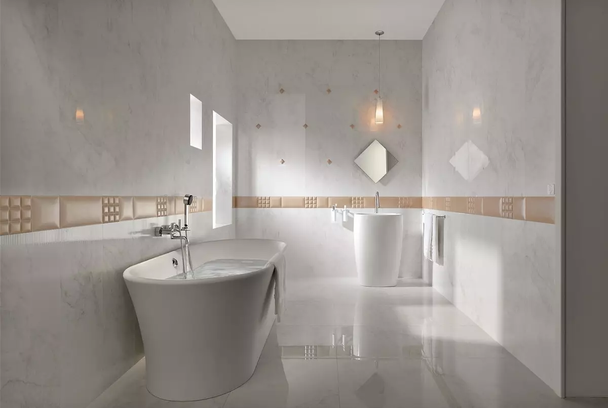 Tile efitra fandroana glossy: seramika sy ny kodiarana hafa eo amin'ny gorodona, rindrina vita amin'ny rindrina. Ny tombony sy ny tsy fatiantoka 10112_26