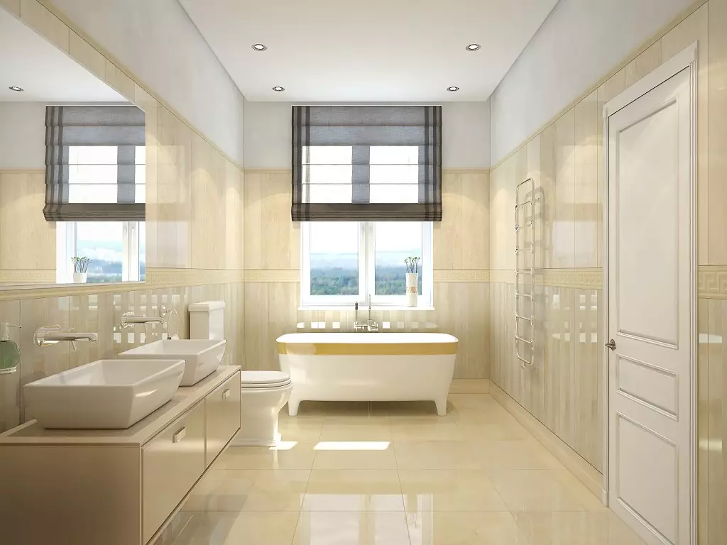 चमकदार स्नानगृह टाइल: मजल्यावरील सिरेमिक आणि इतर टाइल, वॉल-माउंटन चकाकी टाइल. फायदे आणि तोटे 10112_5