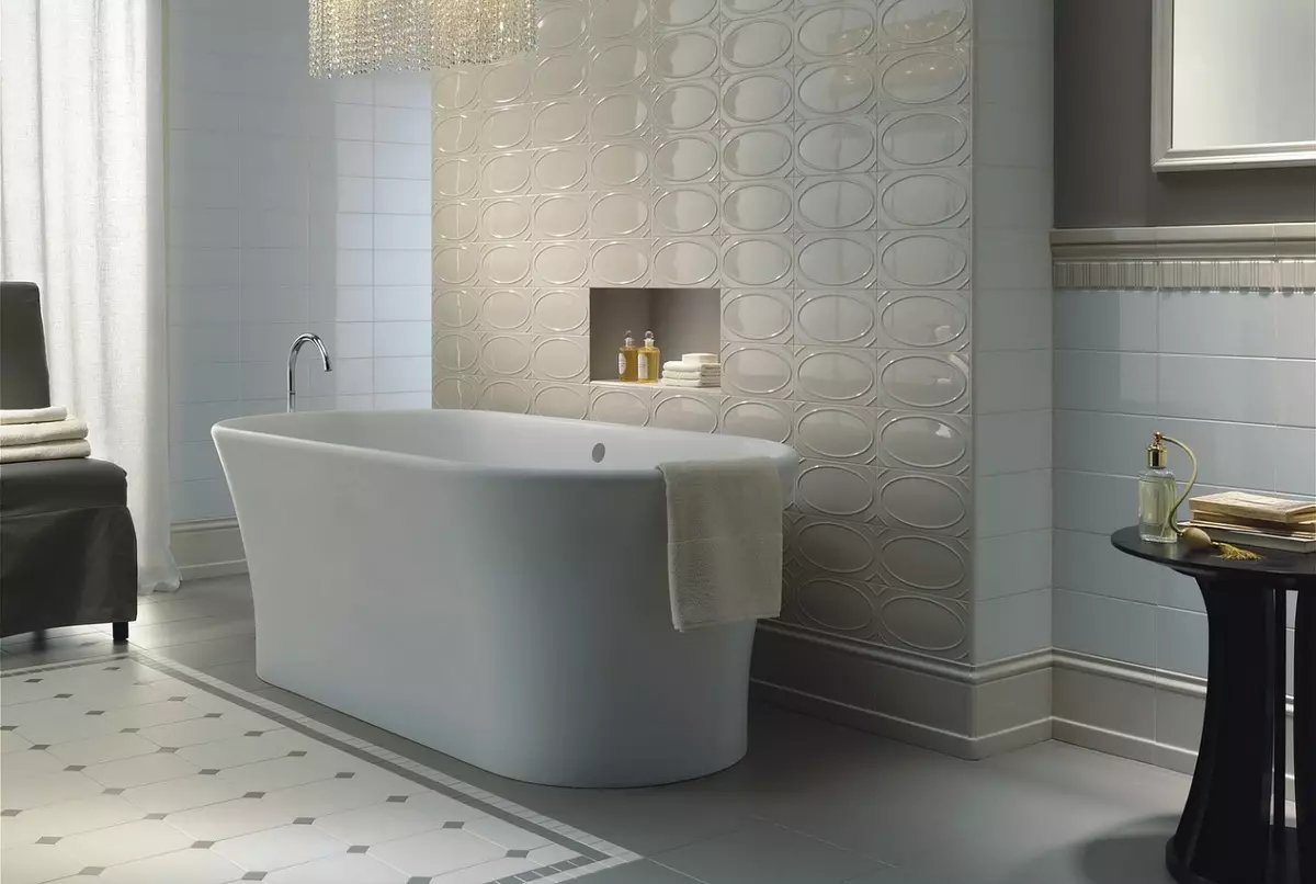 Жуыналы ванна бөлмесі: керамикалық және басқа плиткалар еденге, қабырғаға бекітілген жылтыр плиткалар. Артықшылықтары мен кемшіліктері 10112_8