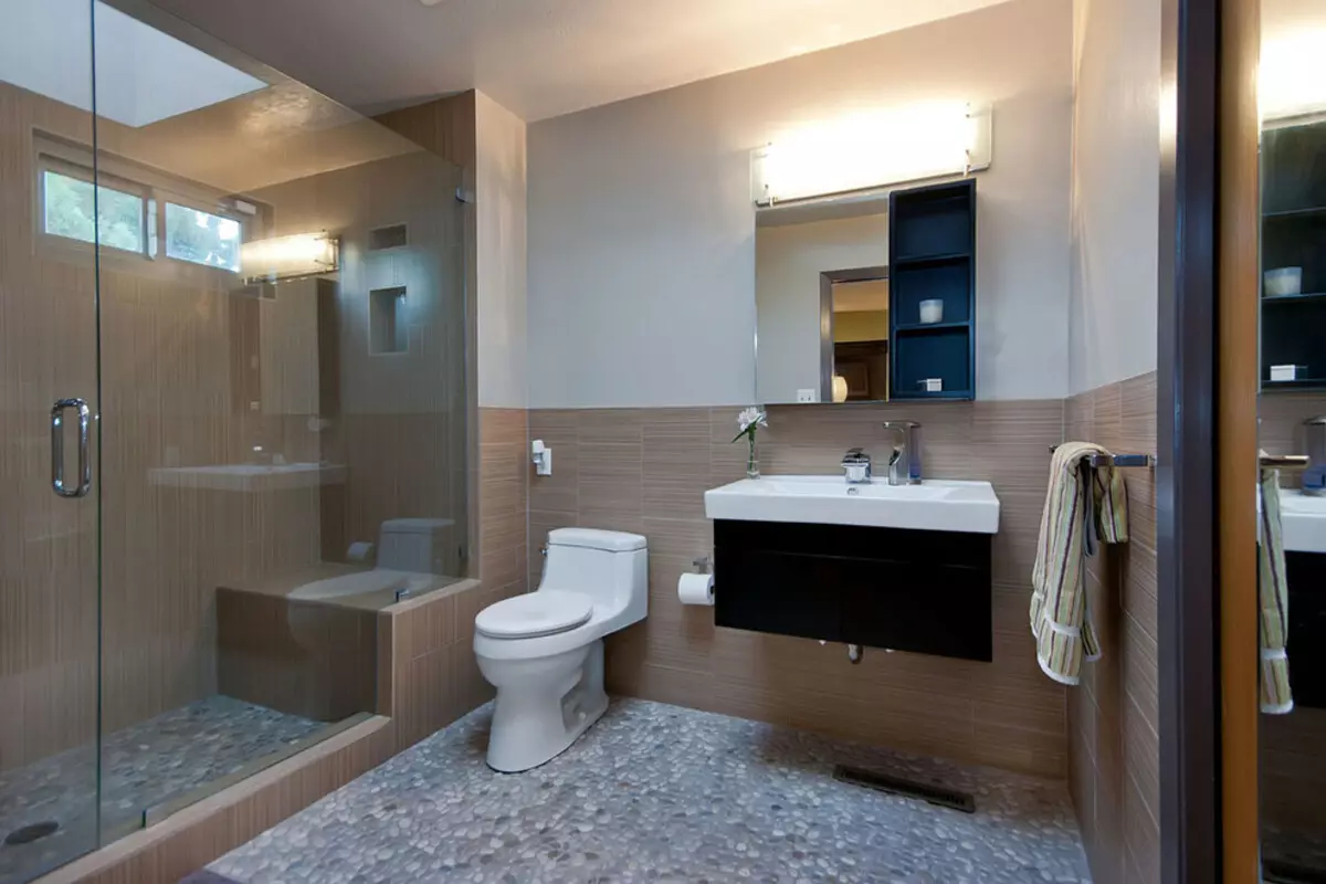 浴室的棕色瓷砖（66张照片）：卫浴内部棕色色调的陶瓷和其他瓷砖 10113_18