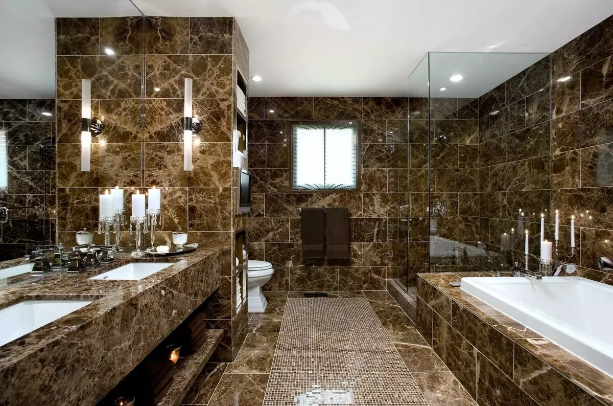 浴室的棕色瓷磚（66張照片）：衛浴內部棕色色調的陶瓷和其他瓷磚 10113_25