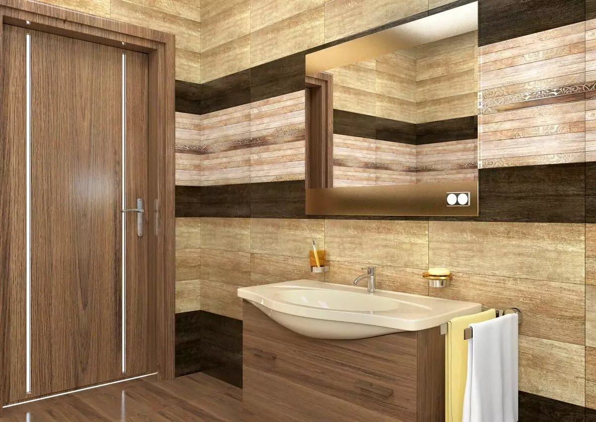 浴室的棕色瓷砖（66张照片）：卫浴内部棕色色调的陶瓷和其他瓷砖 10113_26