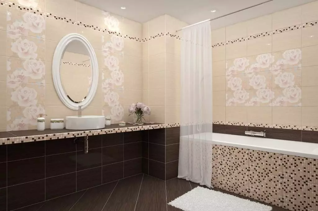 バスルーム用ブラウンタイル（66写真）：浴室内部の茶色の色調の陶磁器や他のタイル 10113_28