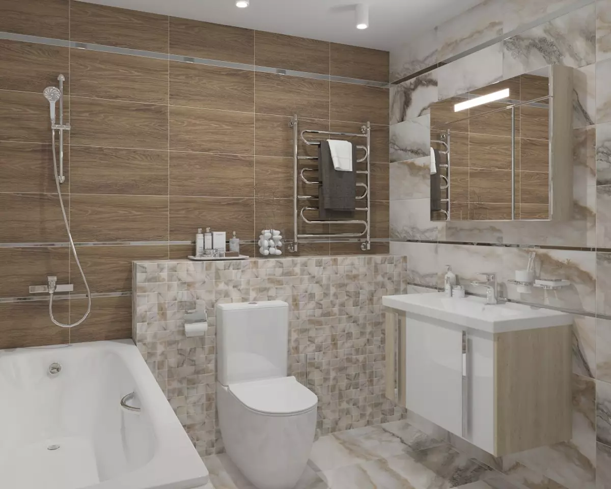 Ruskea laatta kylpyhuoneessa (66 kuvaa): keraamiset ja muut laatat ruskeat sävyt kylpyhuoneessa 10113_31