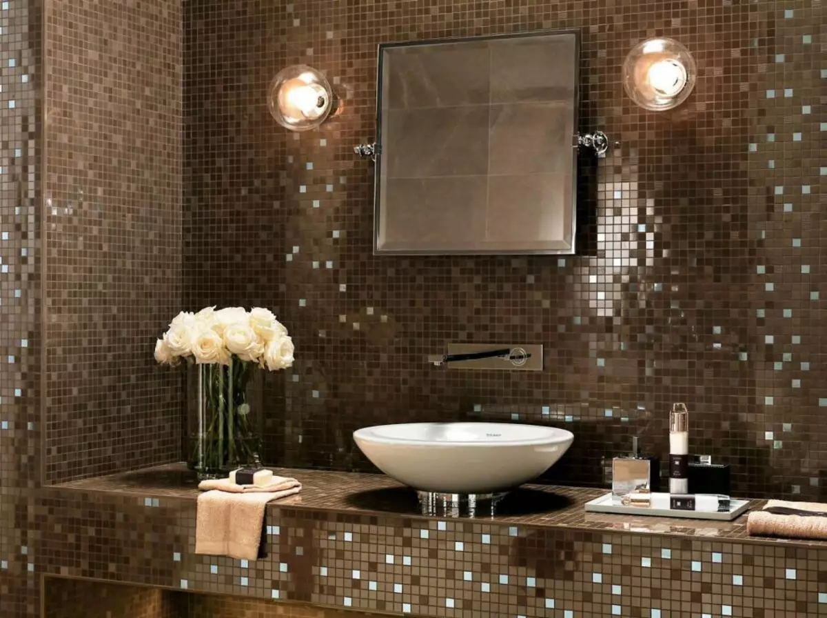 Bruine tegel voor de badkamer (66 foto's): keramiek en andere tegels in bruine tinten in het interieur van de badkamer 10113_6