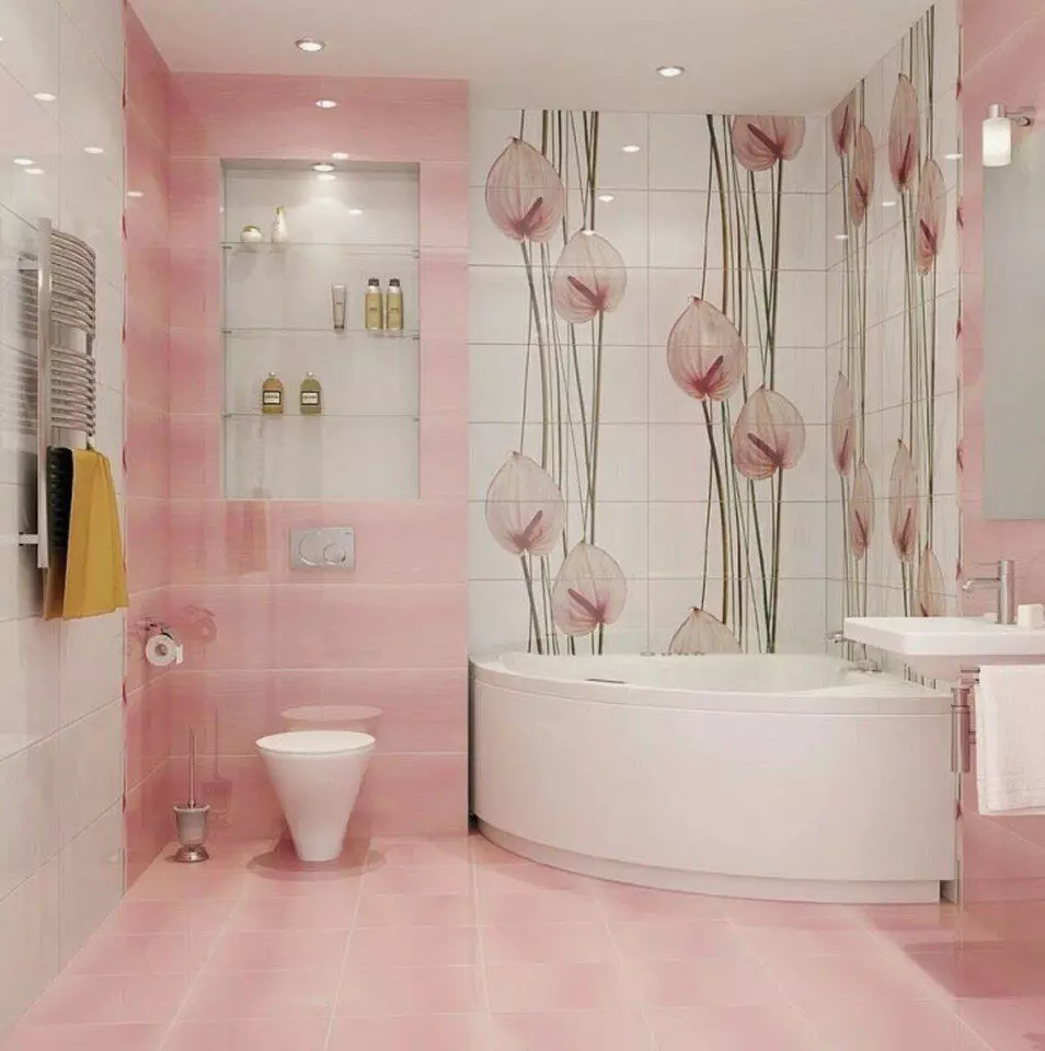 Дизайн ванны с цветами