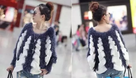 Бял пуловер (65 снимки): плетени, бяло-черно, пуловер на голям чифтосване от прежда, как да избелите женския вълнен пуловер вкъщи 1011_46