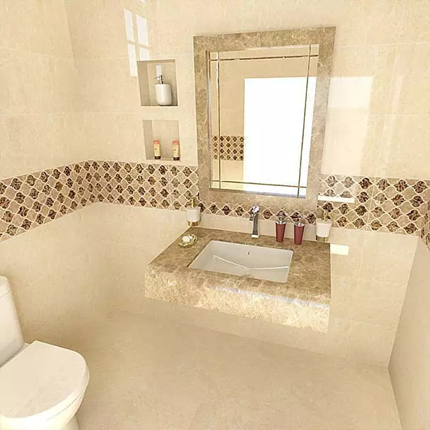 Gạch màu be cho phòng tắm (50 ảnh): Thiết kế gạch mờ và bóng trong màu be, gạch men trong nội thất và các tùy chọn khác 10120_10