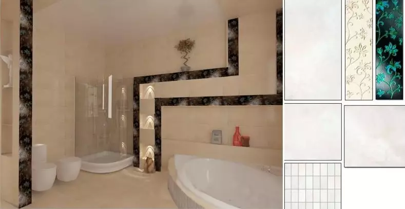 Beige kakel för badrummet (50 bilder): design av matt och glänsande kakel i beige färger, keramiska plattor i inredningen och andra alternativ 10120_28
