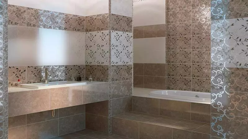 Beige kakel för badrummet (50 bilder): design av matt och glänsande kakel i beige färger, keramiska plattor i inredningen och andra alternativ 10120_45