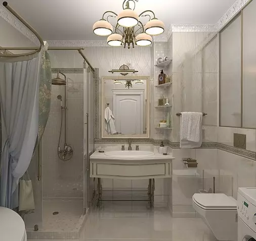 明るい色のバスルームのデザイン（59枚の写真）：軽いインテリアデザイン現代の古典のスタイルの小さなバスルーム。 Krushchevkaのm 10121_34