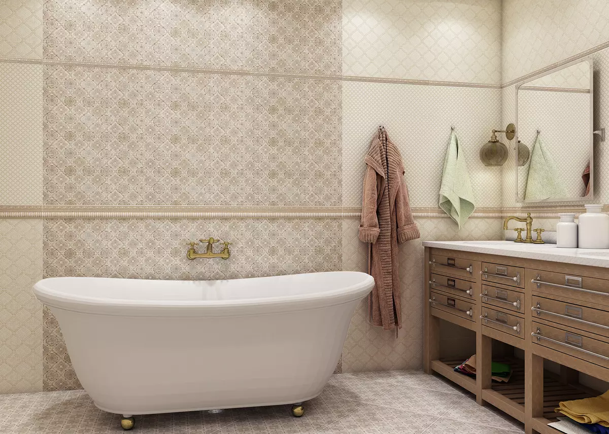 Ρωσικά πλακάκια μπάνιου: κεραμικά και άλλα πλακάκια για το μπάνιο των κατασκευαστών της Ρωσίας. Σχεδιασμός ρωσικών πλακιδίων παραγωγής 10124_12