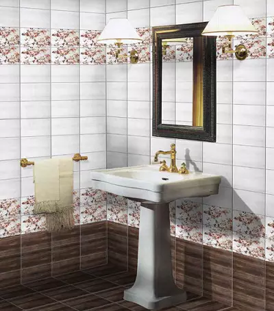 Russiske badeværelsesfliser: Keramisk og andre fliser til badeværelset af producenterne i Rusland. Design af russiske produktionstider 10124_35
