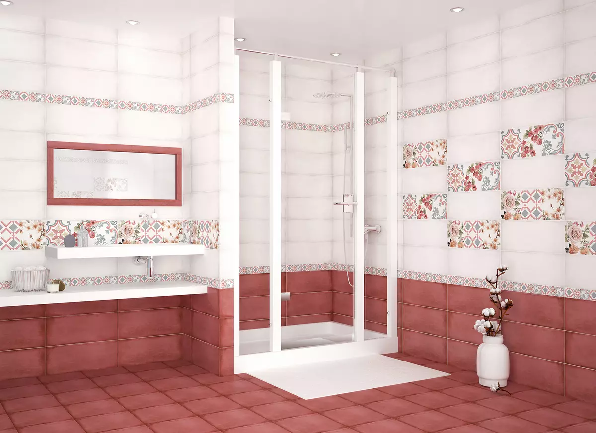 Tempes kamar mandi Rusia: keramik sareng ubin sanés pikeun kamar mandi produsén Rusia. Desain ubin produksi Rusia 10124_39