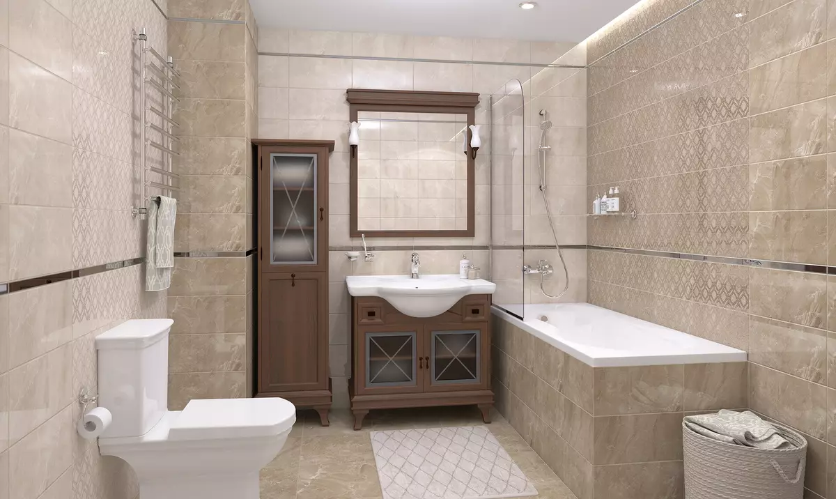 Russiske badeværelsesfliser: Keramisk og andre fliser til badeværelset af producenterne i Rusland. Design af russiske produktionstider 10124_4