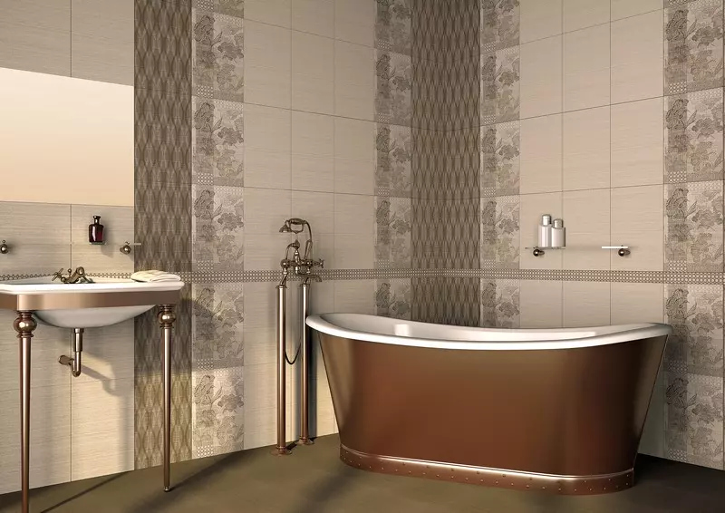 Russiske badeværelsesfliser: Keramisk og andre fliser til badeværelset af producenterne i Rusland. Design af russiske produktionstider 10124_41