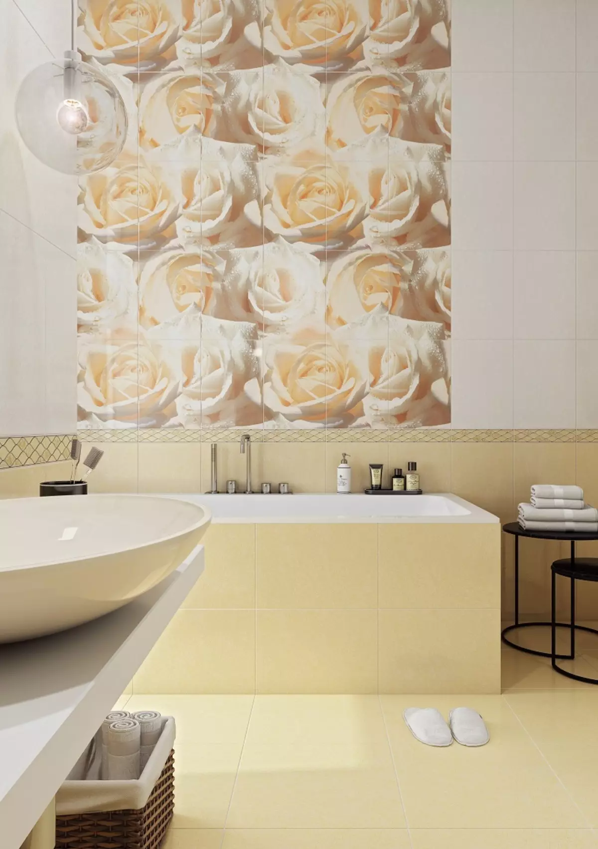 Tempes kamar mandi Rusia: keramik sareng ubin sanés pikeun kamar mandi produsén Rusia. Desain ubin produksi Rusia 10124_44
