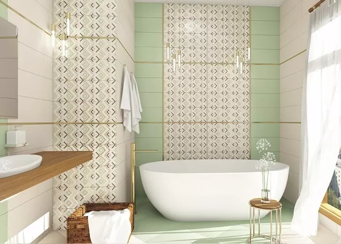 Ρωσικά πλακάκια μπάνιου: κεραμικά και άλλα πλακάκια για το μπάνιο των κατασκευαστών της Ρωσίας. Σχεδιασμός ρωσικών πλακιδίων παραγωγής 10124_45