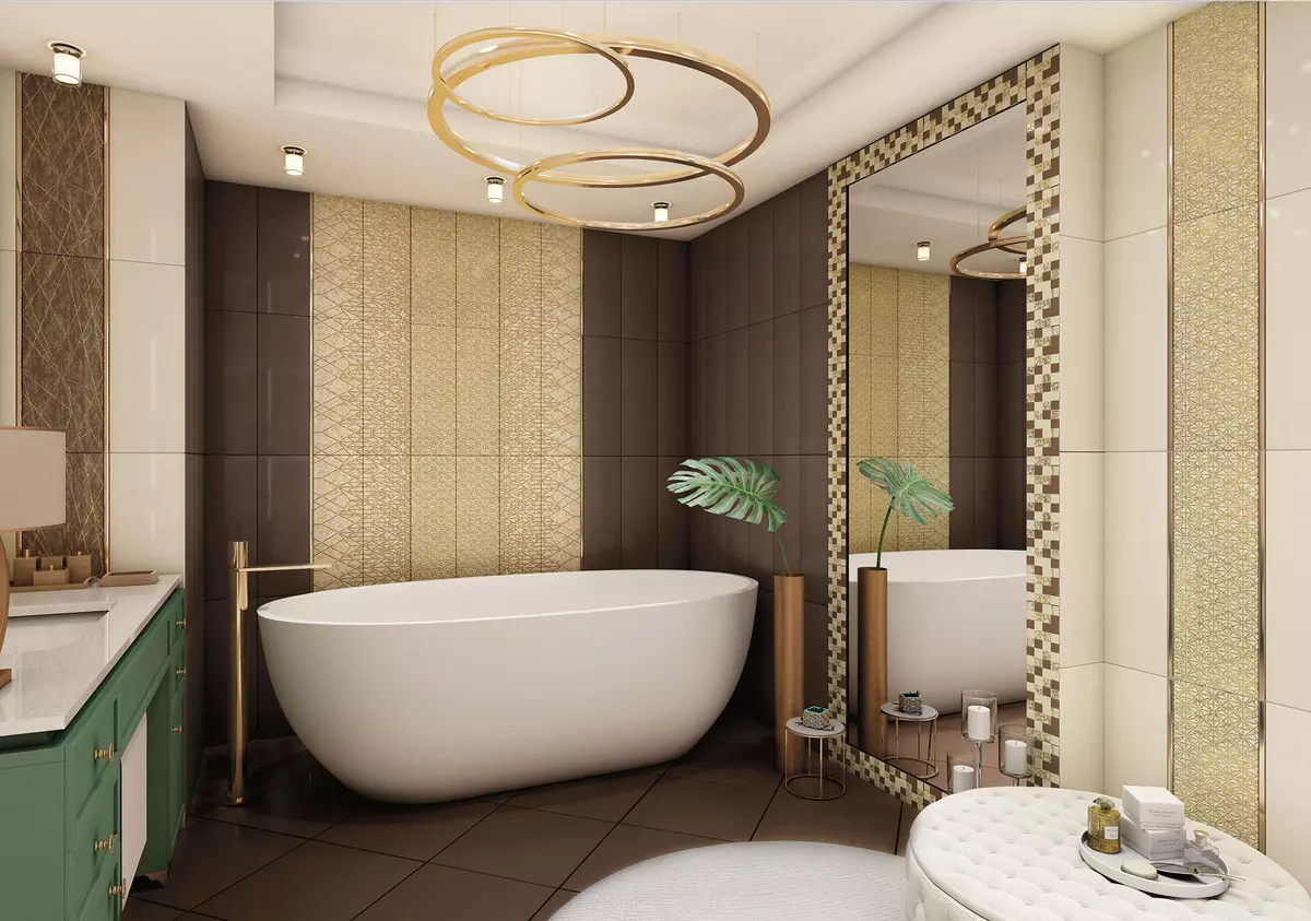 Tempes kamar mandi Rusia: keramik sareng ubin sanés pikeun kamar mandi produsén Rusia. Desain ubin produksi Rusia 10124_6