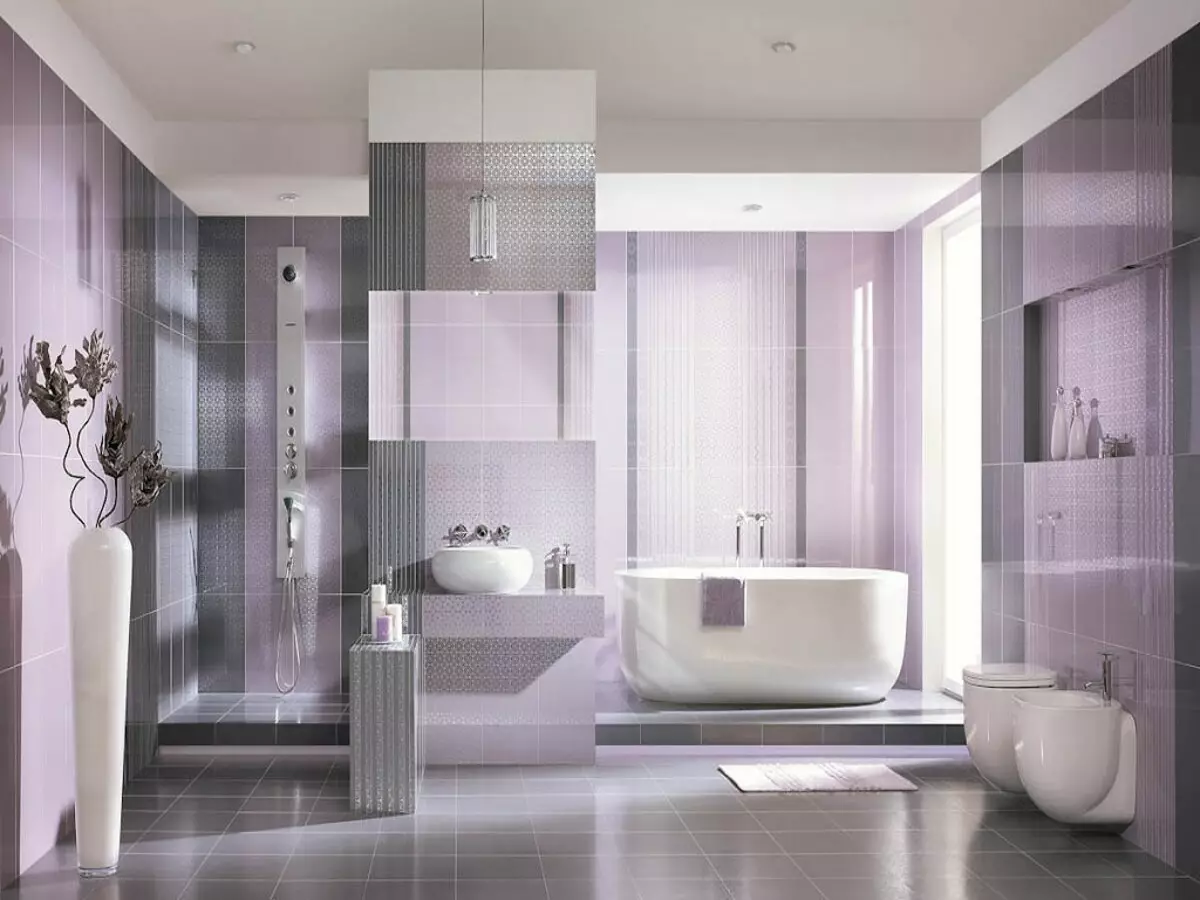 Ngói màu xám trong phòng tắm (44 ảnh): Gạch lát xám và xám nhạt trong phòng tắm. Gốm mờ và gạch khác màu xám 10126_22