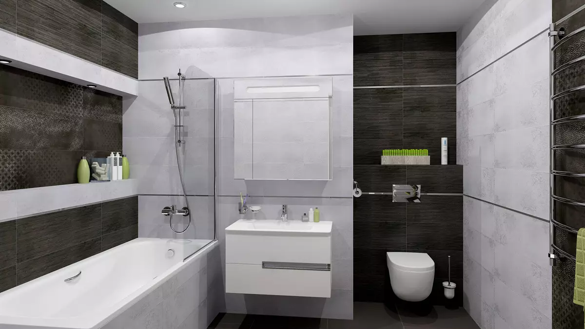 Сіра плитка у ванній (44 фото): плитка темно-сірого і світло-сірого кольору у ванній кімнаті. Матова керамічна й інша плитка в сірих тонах 10126_3