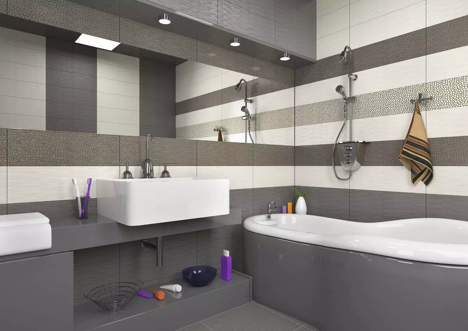 rajoles grises a la cambra de bany (44 fotos) quadres de color gris fosc i la llum al bany. Mate de ceràmica i altres rajoles en colors grisos 10126_41