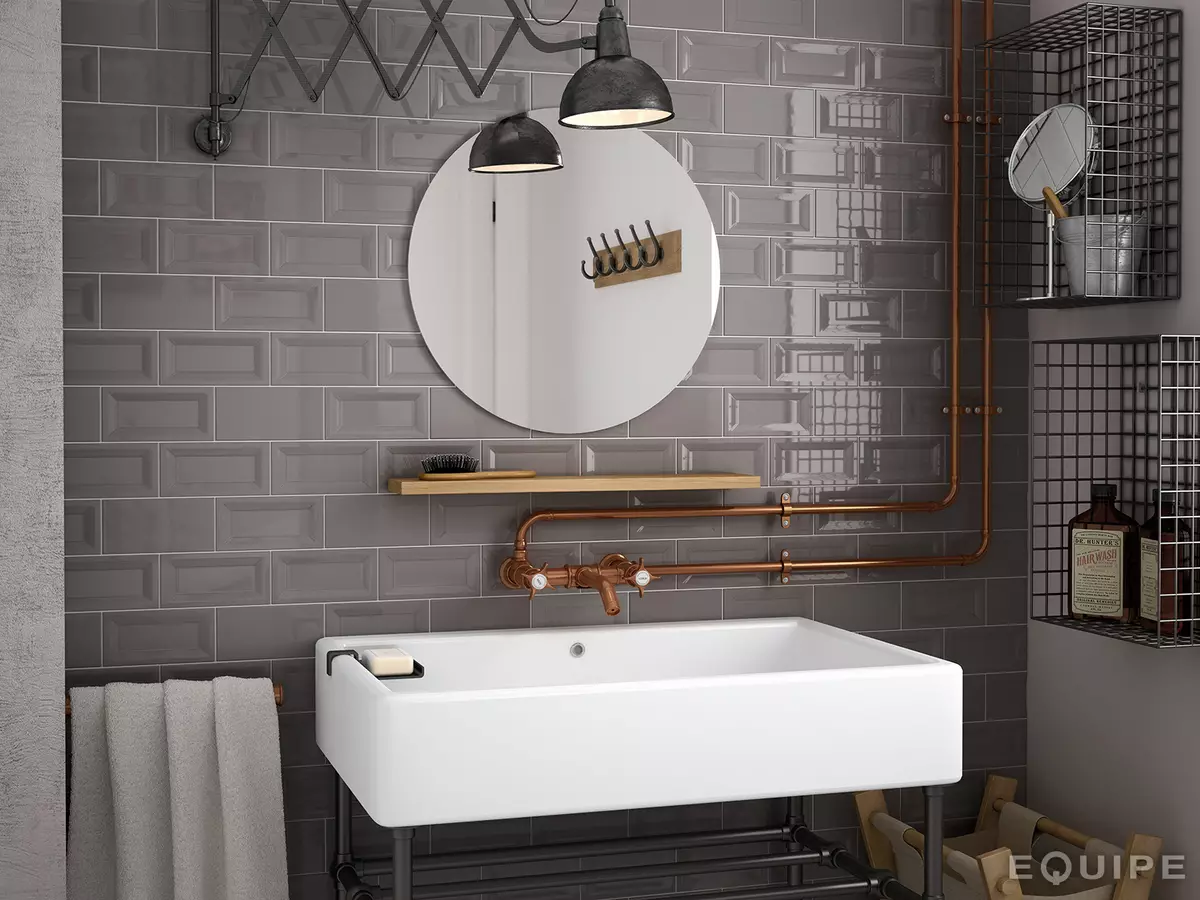 Ngói màu xám trong phòng tắm (44 ảnh): Gạch lát xám và xám nhạt trong phòng tắm. Gốm mờ và gạch khác màu xám 10126_6
