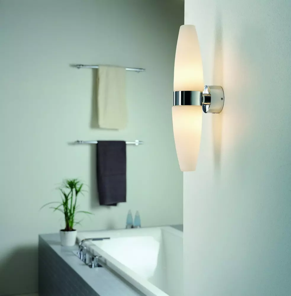 Vegglamper på badet: LED og andre fuktighetsbeskyttelseslamper på veggen. Grad av beskyttelse av fuktsikker lamper 10130_6