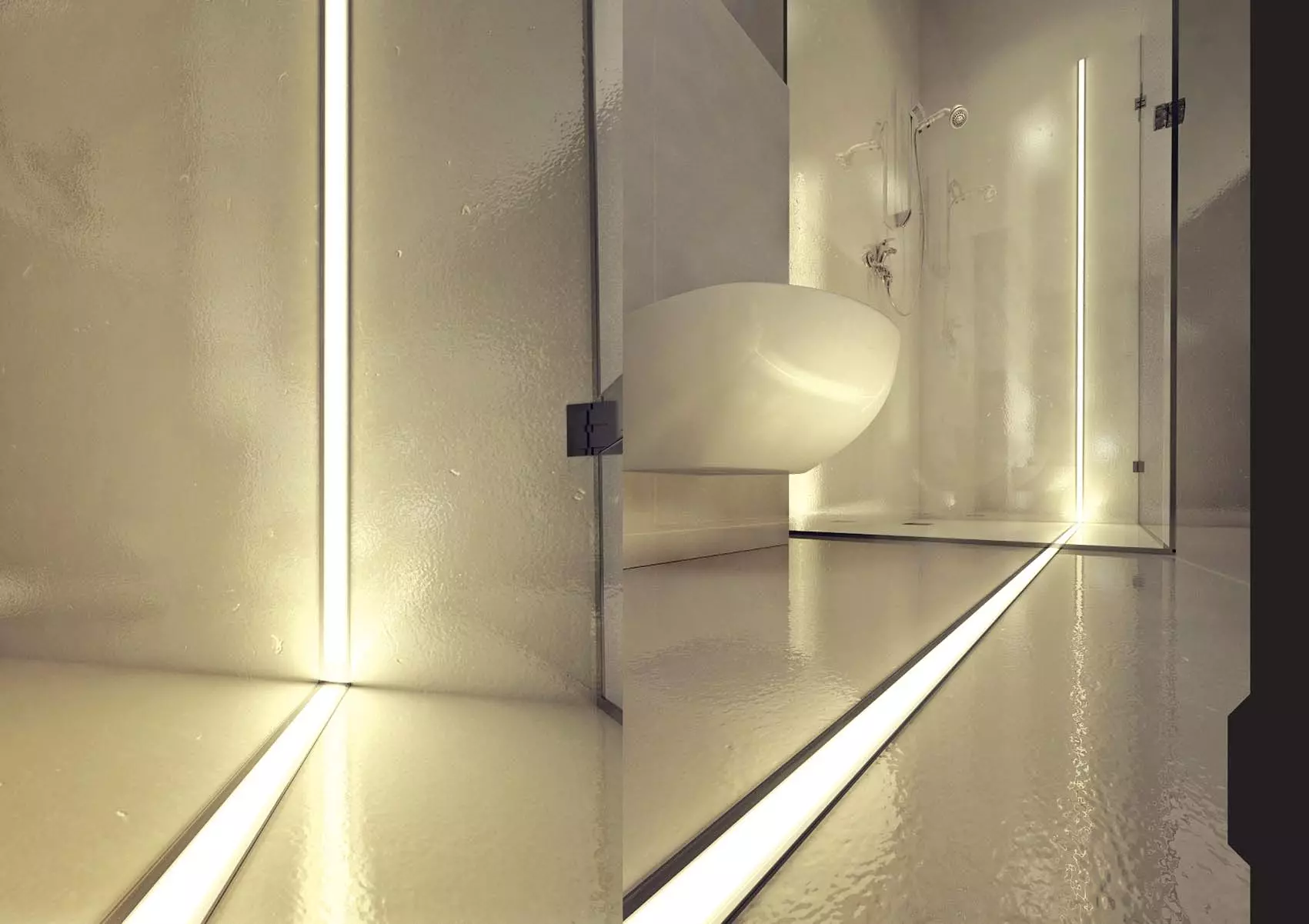 Belysning i badrummet (88 bilder): Exempel på designen av ett litet och stort rum med belysning, urval av fuktsäkert ledband och andra lampor 10135_19