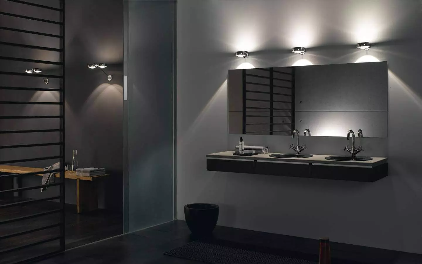 Apšvietimas vonios kambaryje (88 nuotraukos): mažo ir didelio kambario dizaino pavyzdžiai su apšvietimu, drėgmės atsparios LED juostos ir kitų lempų parinkimas 10135_4