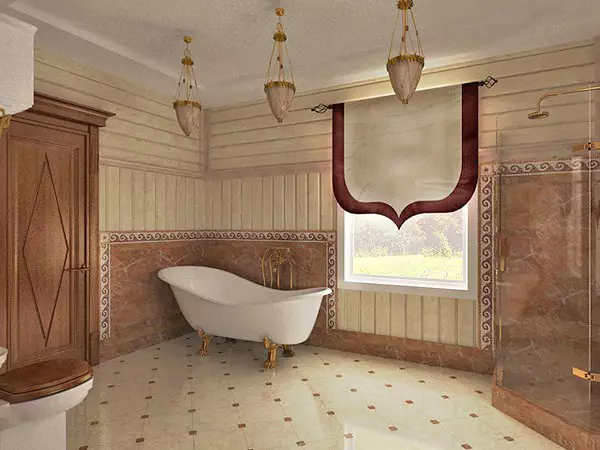 Ванна кімната в дерев'яному будинку (97 фото): дизайн і обробка душової в будинку з бруса, цікаві рішення для інтер'єру, варіанти облаштування 10138_19