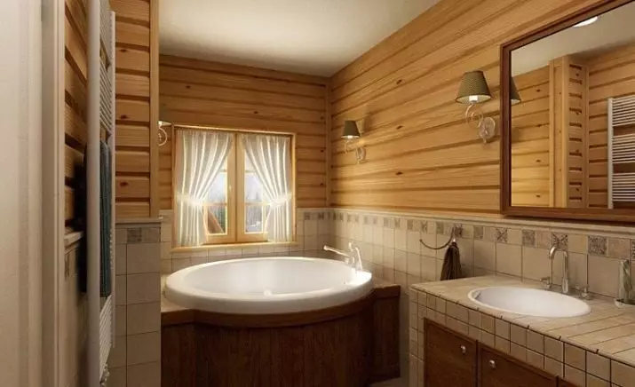 Ванна кімната в дерев'яному будинку (97 фото): дизайн і обробка душової в будинку з бруса, цікаві рішення для інтер'єру, варіанти облаштування 10138_2