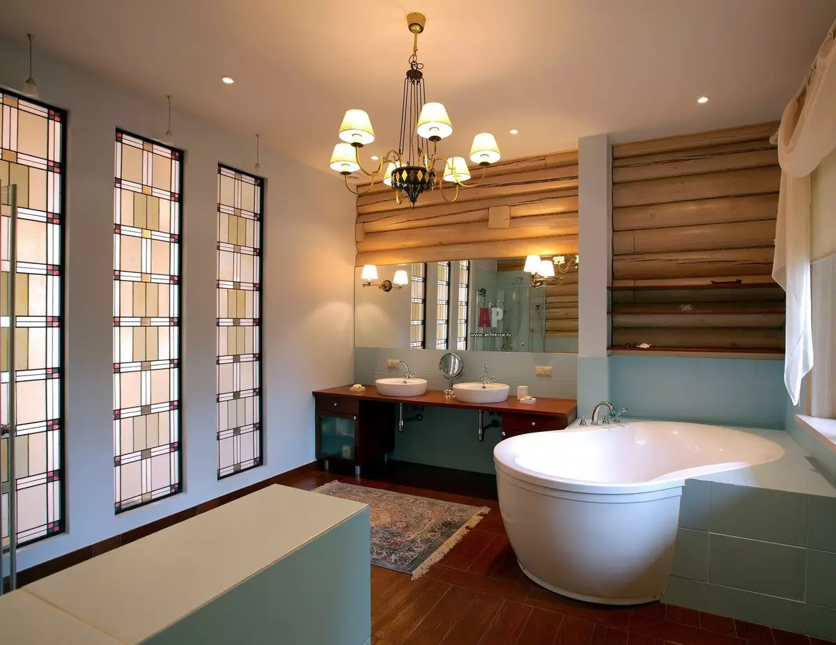 Ванна кімната в дерев'яному будинку (97 фото): дизайн і обробка душової в будинку з бруса, цікаві рішення для інтер'єру, варіанти облаштування 10138_44
