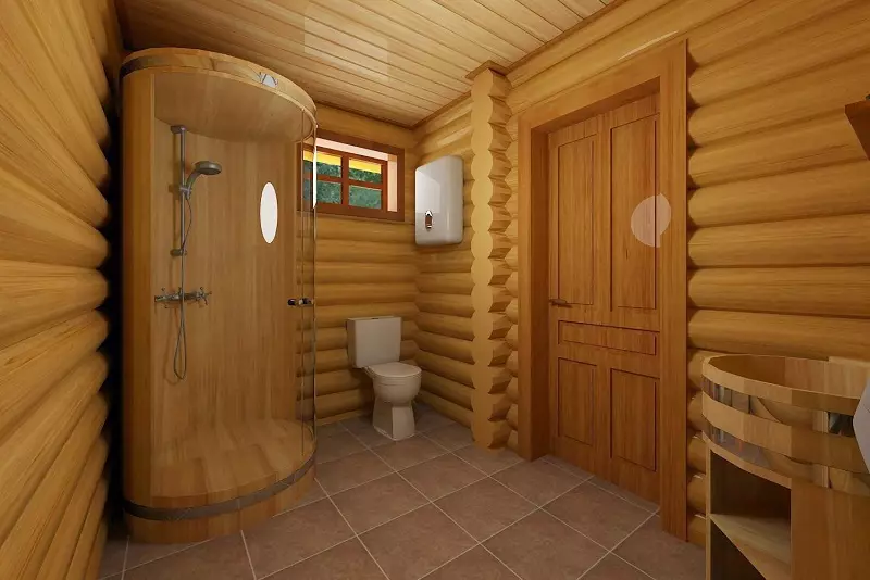 Ванна кімната в дерев'яному будинку (97 фото): дизайн і обробка душової в будинку з бруса, цікаві рішення для інтер'єру, варіанти облаштування 10138_5