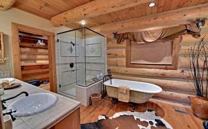 Ванна кімната в дерев'яному будинку (97 фото): дизайн і обробка душової в будинку з бруса, цікаві рішення для інтер'єру, варіанти облаштування 10138_53