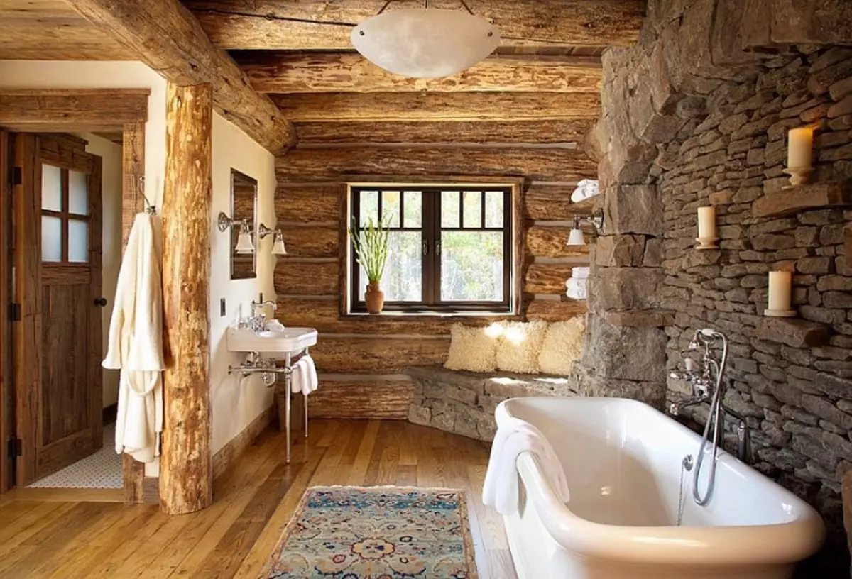Ванна кімната в дерев'яному будинку (97 фото): дизайн і обробка душової в будинку з бруса, цікаві рішення для інтер'єру, варіанти облаштування 10138_54