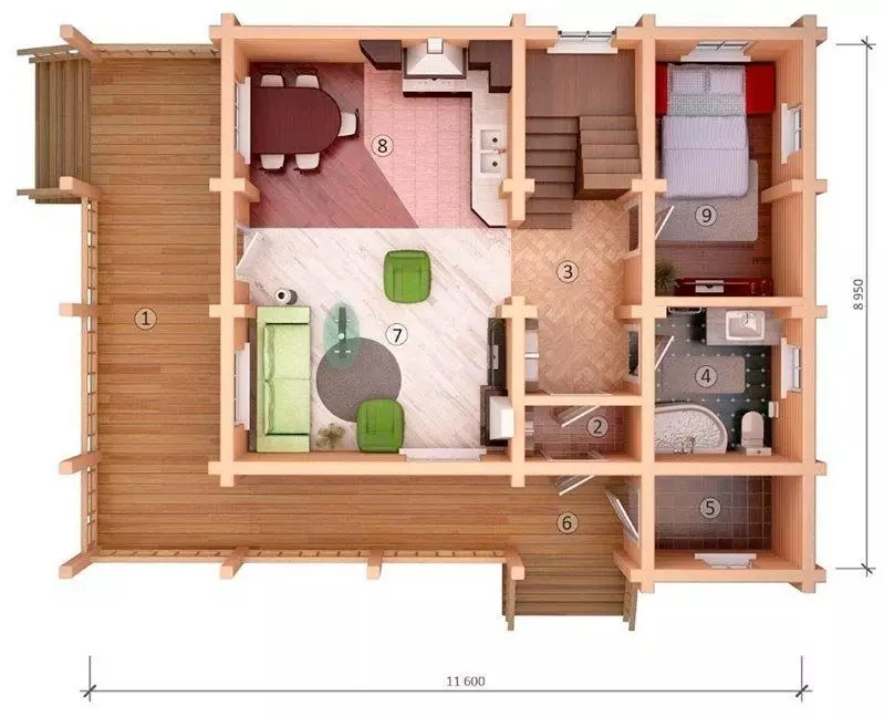 Ванна кімната в дерев'яному будинку (97 фото): дизайн і обробка душової в будинку з бруса, цікаві рішення для інтер'єру, варіанти облаштування 10138_6