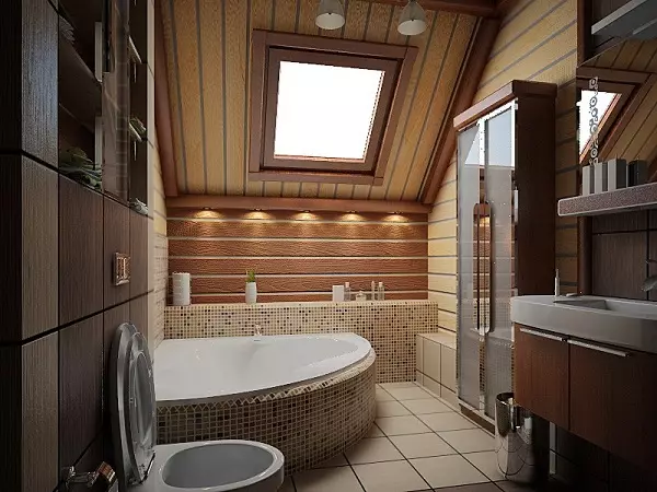 Ванна кімната в дерев'яному будинку (97 фото): дизайн і обробка душової в будинку з бруса, цікаві рішення для інтер'єру, варіанти облаштування 10138_61